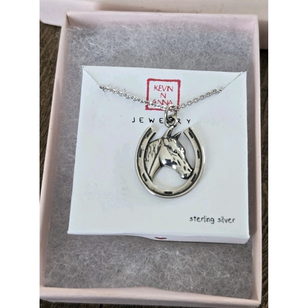 Kevin N Anna Horseshoe/Horse Profile Pendant Necklace Sterling Silver 17 Inches
